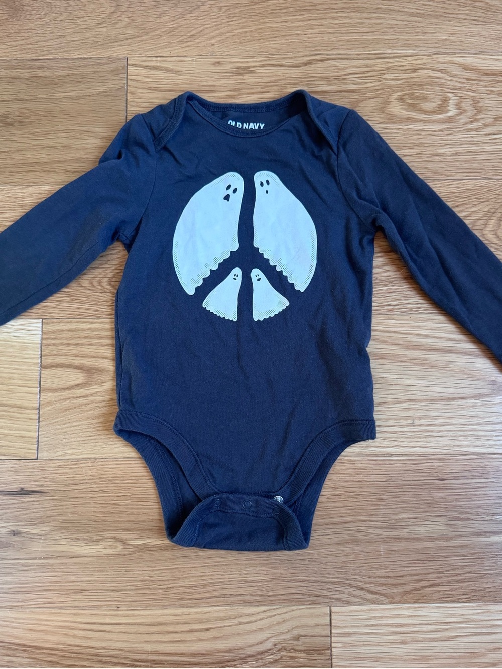 Old Navy Navy Charcoal Grey Ghost Peace Graphic One-Piece Bodysuit
